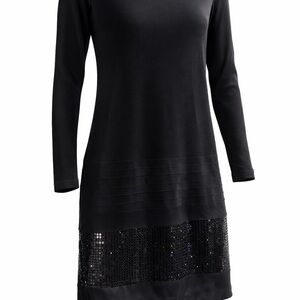 DKNY Black Long Sleeve Dress with Sequin Hem